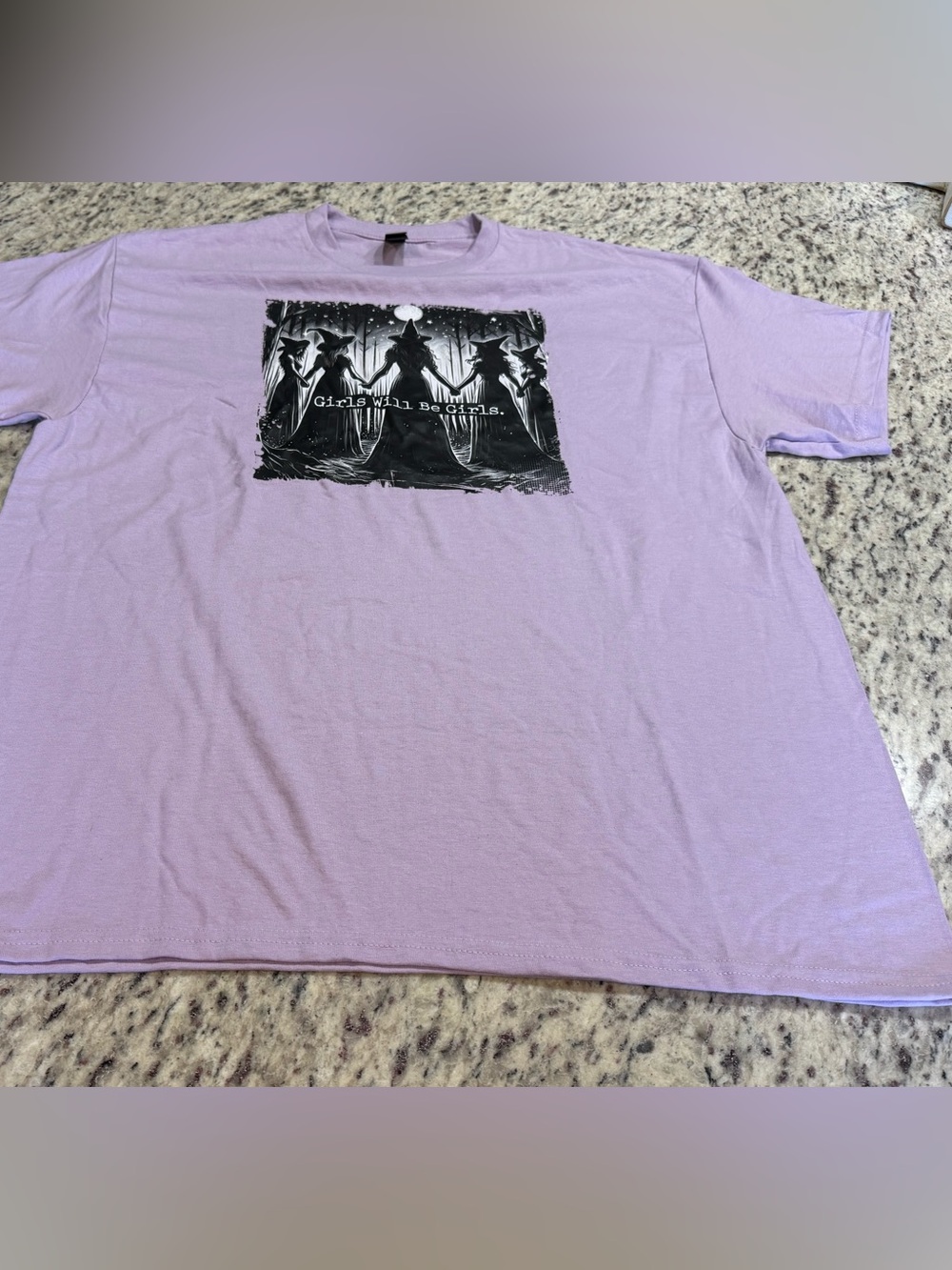 Gildan purple XL Tee. Girls will be girls. New. Halloween. - Picture 3 of 3